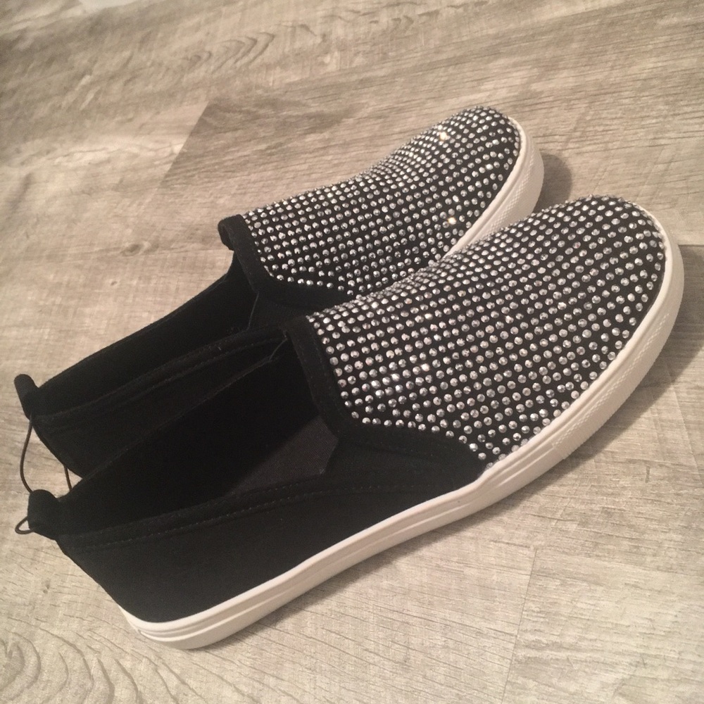 Studded black slip on